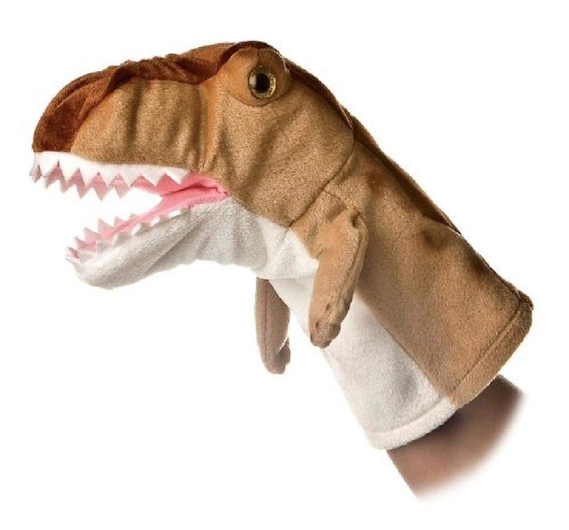 AuroraÂ® Interactive Hand Puppet T-Rex Stuffed Animal - Storytelling Adventures - Playful Learning - Brown 8 Inches - Image 1