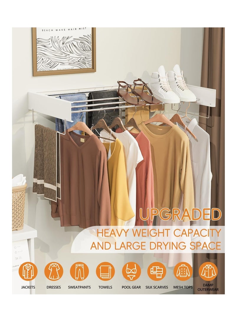 دراي الفولاذ المقاوم للصدأ طوي الحائط الغسيل تجفيف الرف لغرفة الغسيل (أبيض ، 31.50 بوصة) - Image 2