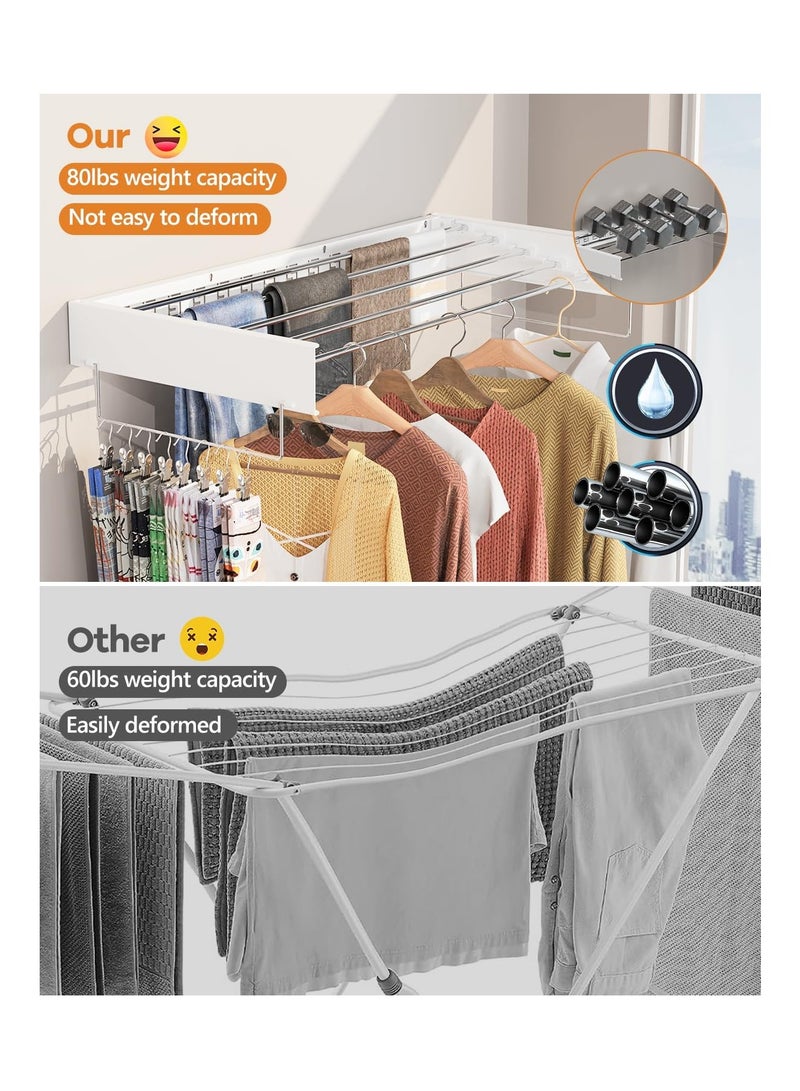 دراي الفولاذ المقاوم للصدأ طوي الحائط الغسيل تجفيف الرف لغرفة الغسيل (أبيض ، 31.50 بوصة) - Image 3