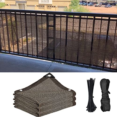 Abrotain Fence Privacy Screen Balcony Sun Shade Cloth 3'3"x9'9" 80% Shade Fabric Outdoor Patio Screens Mesh Panels Apartments Railing Cover UV Protection for Backyard Garden Porch Deck - Image 2