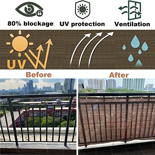 Abrotain Fence Privacy Screen Balcony Sun Shade Cloth 3'3"x9'9" 80% Shade Fabric Outdoor Patio Screens Mesh Panels Apartments Railing Cover UV Protection for Backyard Garden Porch Deck - Image 4