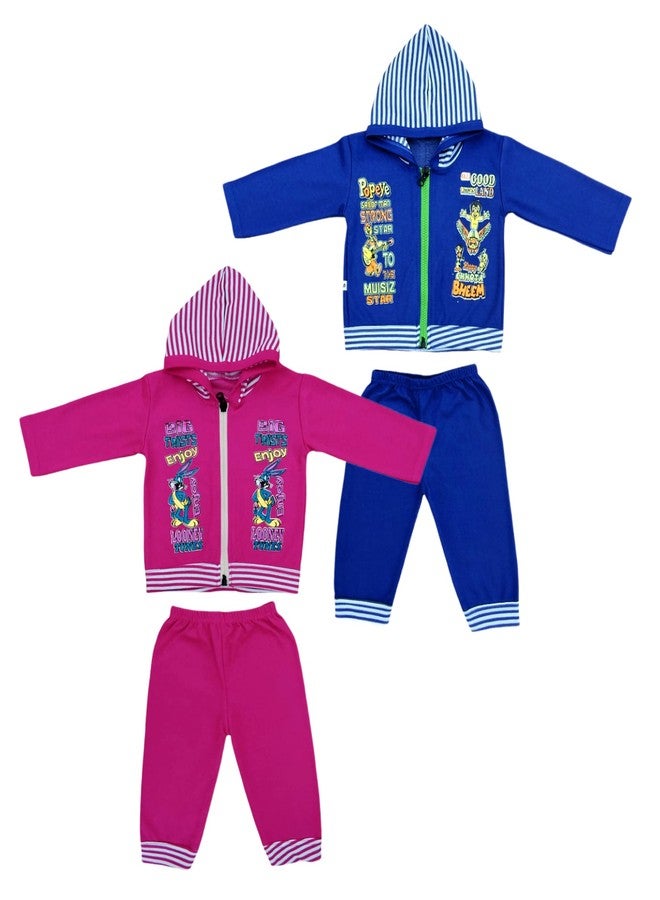 Kiddos Baby Boys and Girls Hooded Sweatshirt and Joggers Combo Pack of 2 (12-18 Months) Multicolour - Image 1