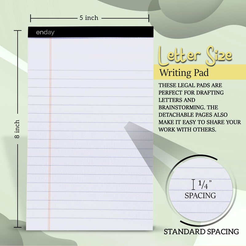 Emraw White Jr. Perforated Edge Legal Ruled Universal 50 Sheets Letter Writing Pad- 50 Ct. 5" x 8" inch (Pack of 6) - Image 5