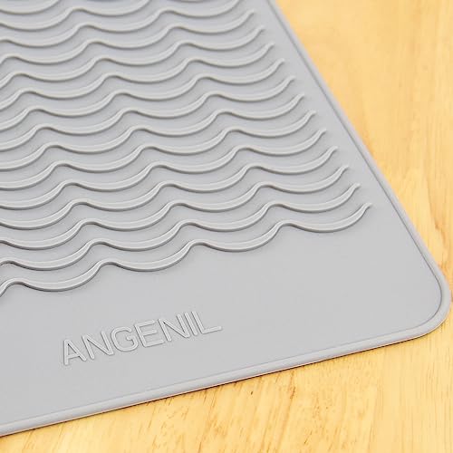 ANGENIL Pro Heat Resistant Silicone Mat for Hair Tools with Flat Iron Hair Straightener and Curling Irons Travel Essentials, Anti-scalding Accessories Pad Hot Tool Mat, Large Size 11.02" x 7.9" - Image 2