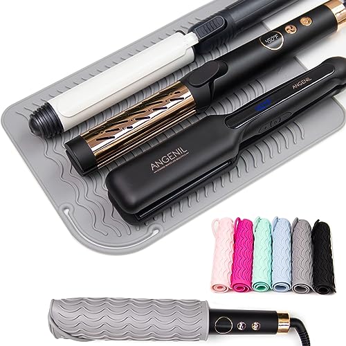 ANGENIL Pro Heat Resistant Silicone Mat for Hair Tools with Flat Iron Hair Straightener and Curling Irons Travel Essentials, Anti-scalding Accessories Pad Hot Tool Mat, Large Size 11.02" x 7.9" - Image 1