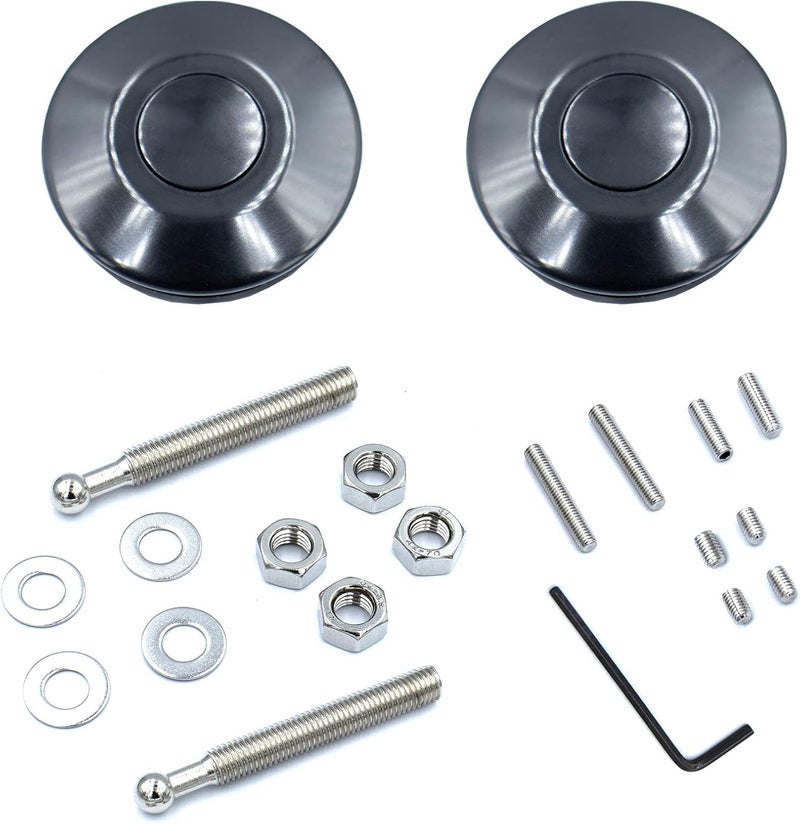 Woopeey Black Aluminum 2.44 inches Diameter Universal Quick Latch Hood Pins, Quick Release Latch Push Button,Quick Release Hood Cap Pin Lock Clip Kit for Hood Bumper or DIY Simplified versatile design - Image 1