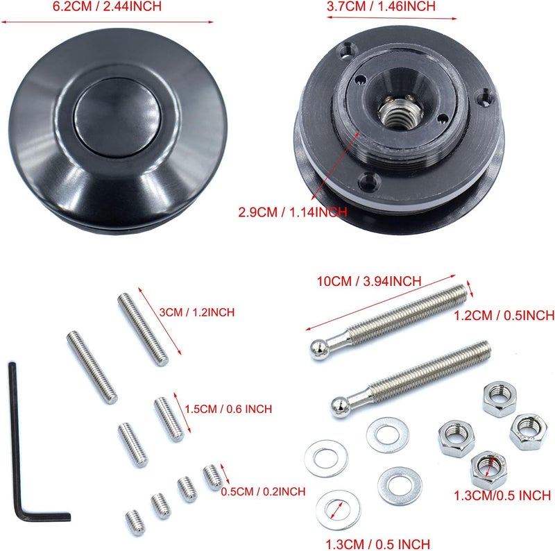 Woopeey Black Aluminum 2.44 inches Diameter Universal Quick Latch Hood Pins, Quick Release Latch Push Button,Quick Release Hood Cap Pin Lock Clip Kit for Hood Bumper or DIY Simplified versatile design - Image 2