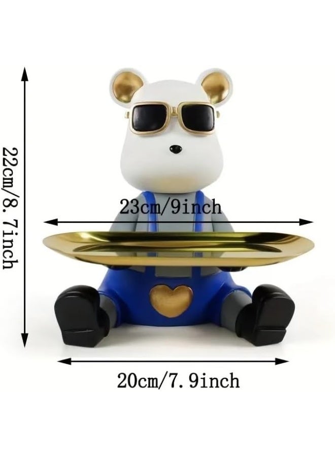 Creative Bear Sculpture Jewelry Tray Dish Key Bowl Resin Cute Animal Decorative for Entryway Coffee Living Room Shelf-Candy Tray (A)  - Image 2