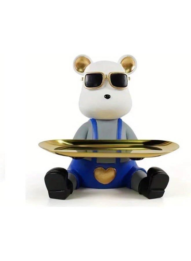 Creative Bear Sculpture Jewelry Tray Dish Key Bowl Resin Cute Animal Decorative for Entryway Coffee Living Room Shelf-Candy Tray (A)  - Image 1