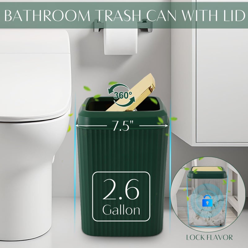 WSBArt 17PCS Bathroom Accessory Set Bathroom Set Hunter Green Bathroom Accessories,Toilet Brush, Trash Can, Qtip Holder Dispenser& 3PCS Soap Dispenser - Image 3