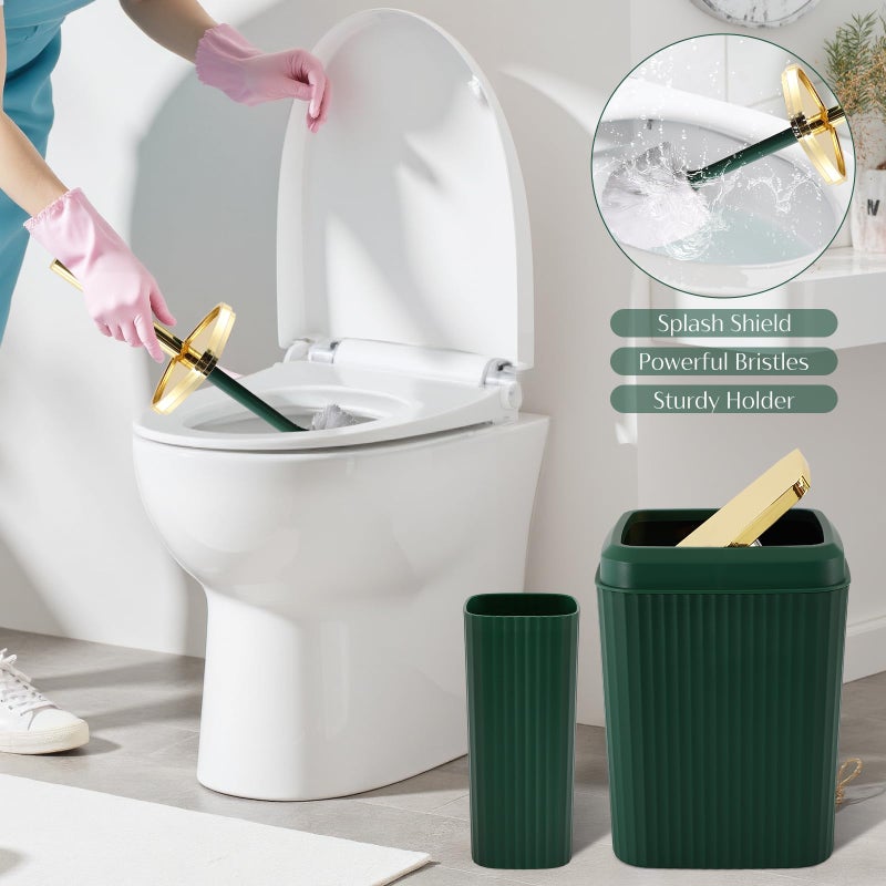 WSBArt 17PCS Bathroom Accessory Set Bathroom Set Hunter Green Bathroom Accessories,Toilet Brush, Trash Can, Qtip Holder Dispenser& 3PCS Soap Dispenser - Image 5