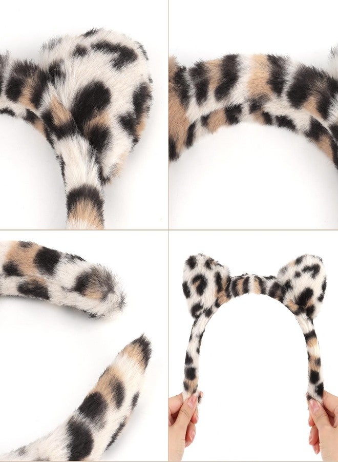 BAHABY 3 PCS Leopard Cat Ears Headband Winter Headbands for Women Washing Face Makeup Cosplay Costume Hair Accessories - Image 3