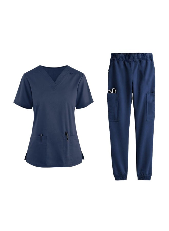 Loquat Womens Medical Scrubs Set Medical Uniform Set Navy Blue - Image 1