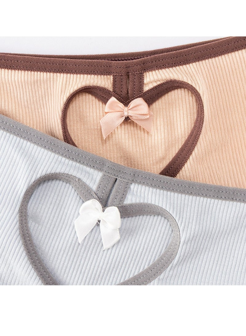 لاسيدو 2PCS منخفضة الخصر مطرزة مجوفة السيدات الملابس الداخلية النقية الراحة التنفسية (L) - Image 4