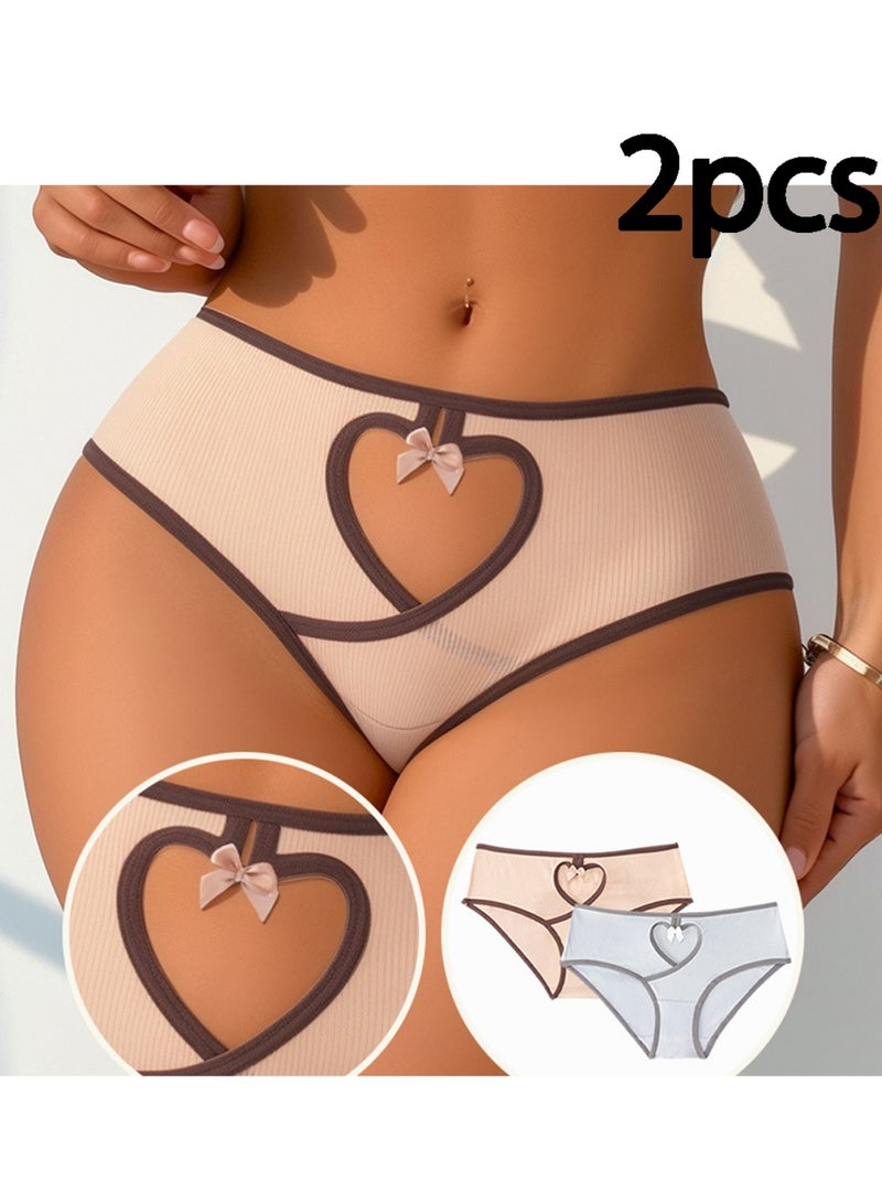 لاسيدو 2PCS منخفضة الخصر مطرزة مجوفة السيدات الملابس الداخلية النقية الراحة التنفسية (L) - Image 1