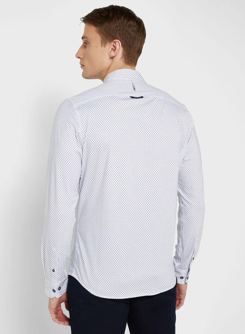 Thomas Scott Classic Slim Fit Micro Ditsy Printed Casual Shirt