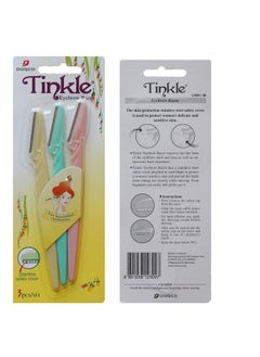 DORCO Tinkle 3 Pcs Eyebrow Or Face Hair Removal Safety Razors Trimmer Shaper Shaver Cosmetics  - Image 3