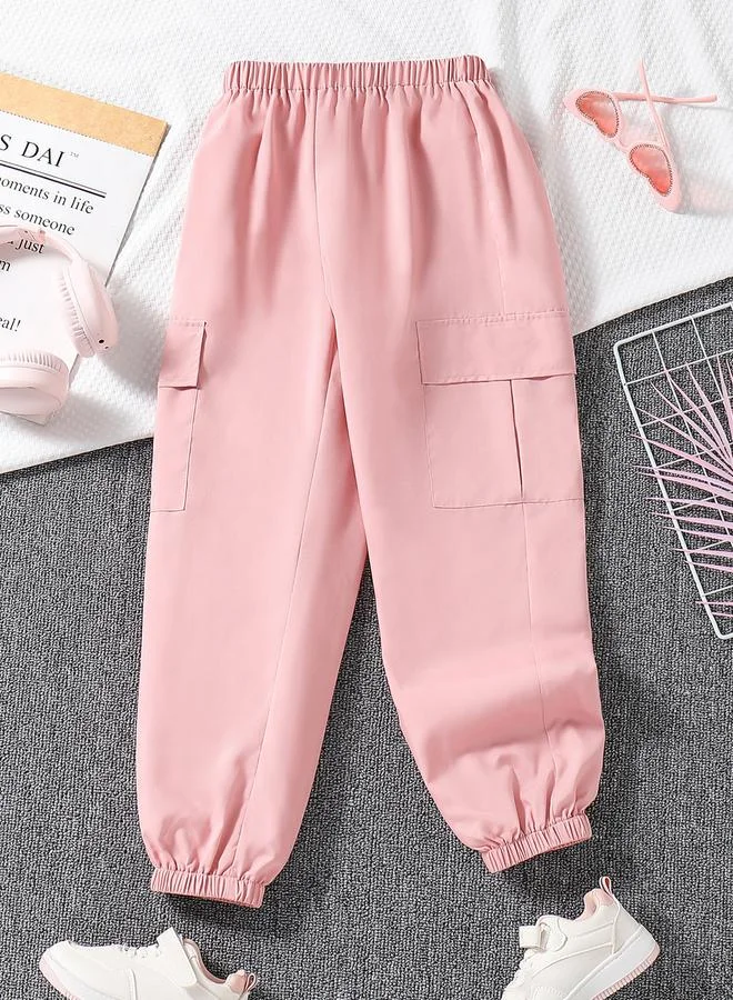 Take Two Take Two Girls Pink Solid Cargo Joggers