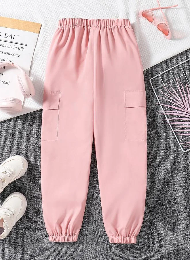 Take Two Take Two Girls Pink Solid Cargo Joggers