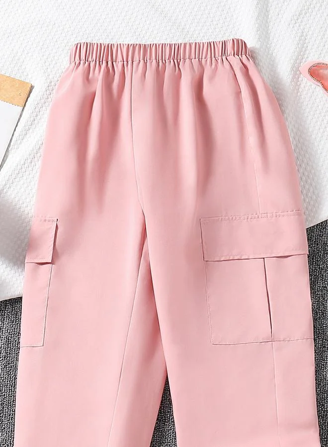 Take Two Take Two Girls Pink Solid Cargo Joggers