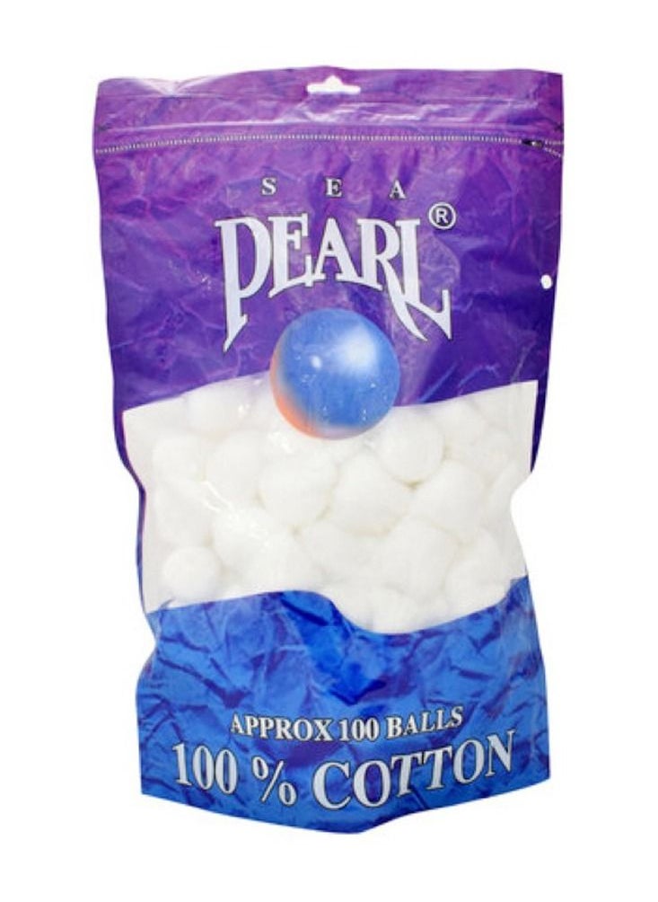 Sea Pearl - 100-Piece Pearl Cotton Balls White 100g - Image 1