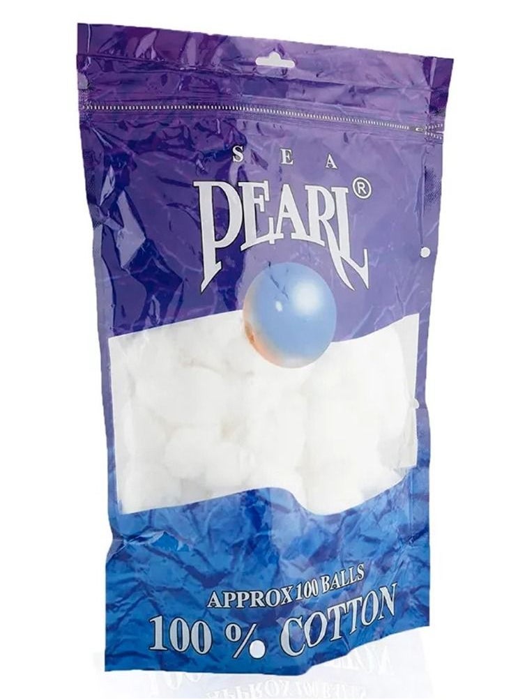 Sea Pearl - 100-Piece Pearl Cotton Balls White 100g - Image 1