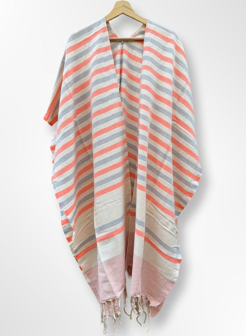 Ocean Breeze Cover-Ups Wavelux Poncho Grey Orange - Image 1