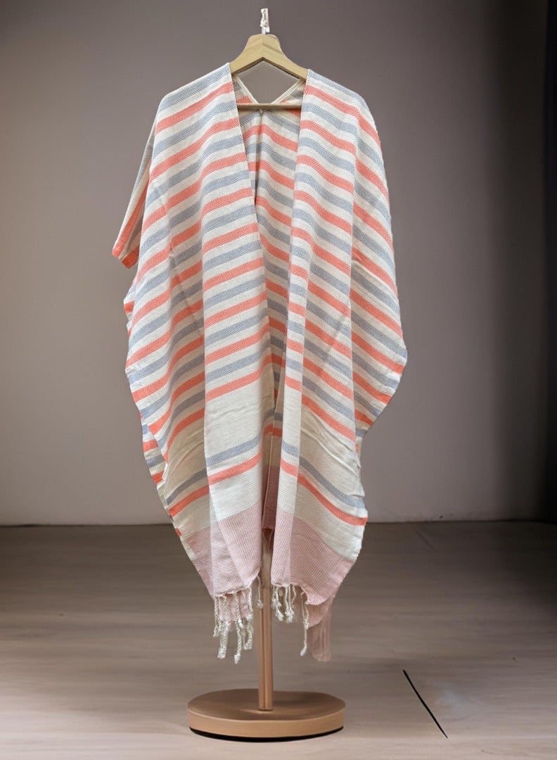 Ocean Breeze Cover-Ups Wavelux Poncho Grey Orange - Image 4