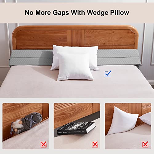 EUHAMS King Size Bed Wedge Pillow - Bed Gap Filler Mattress Wedge Headboard Pillow Close The Gap 0-7" Between Your Headboard and Mattress or Wall for Sleeping Backrest Pillow (76"x10"x6" Gray) - Image 2