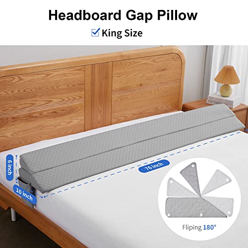 EUHAMS King Size Bed Wedge Pillow - Bed Gap Filler Mattress Wedge Headboard Pillow Close The Gap 0-7" Between Your Headboard and Mattress or Wall for Sleeping Backrest Pillow (76"x10"x6" Gray) - Image 3