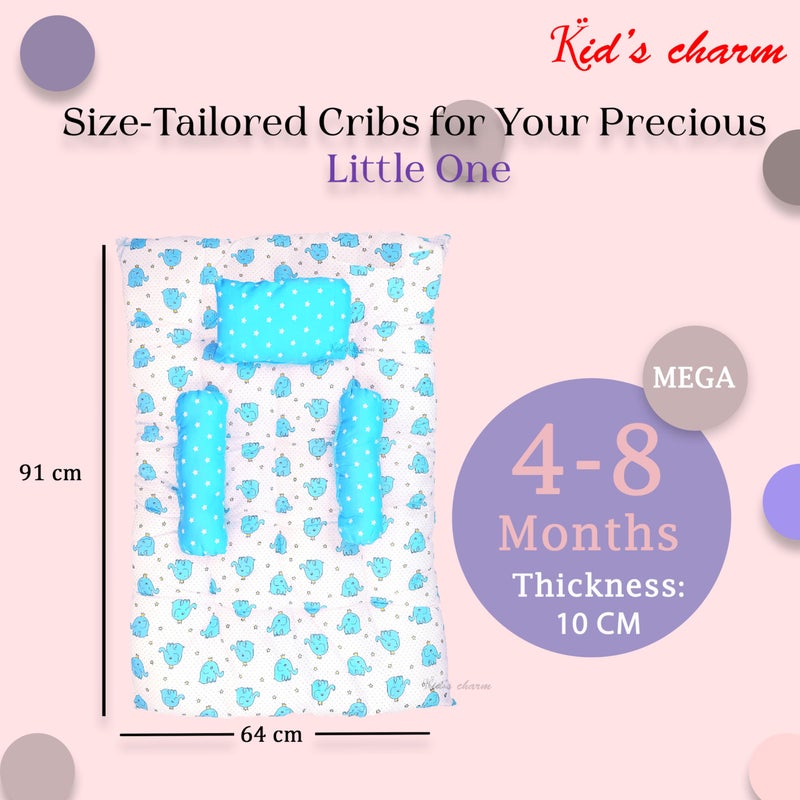 Kid's Charm سجادة نوم الأطفال تشارم - فيل نائم محمول 2 في 1 للأطفال من 4 إلى 8 أشهر (أزرق) - Image 2