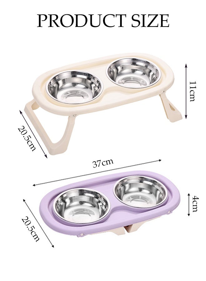 DUNISO Elevated Double Cat Bowls Stainless Steel Cat Feeding Dishes with Foldable Stand Stand Anti Vomiting Pet Feeding Bowls Non-Slip Protect Pet's Spine Feeding Bowls for Cats and Puppy - Image 3