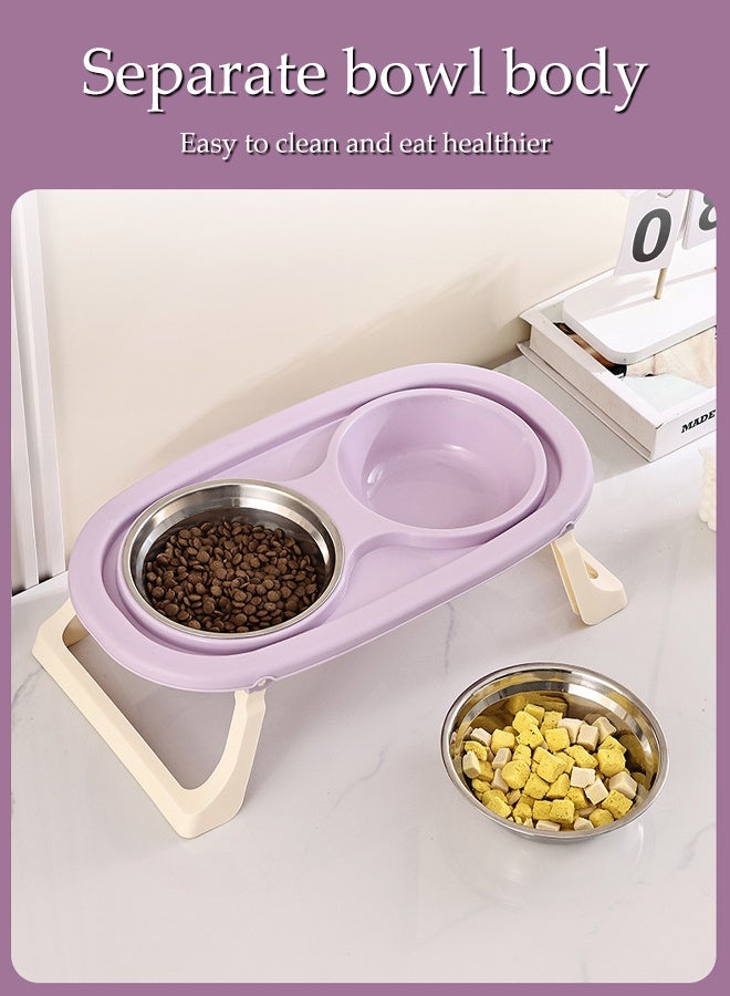 DUNISO Elevated Double Cat Bowls Stainless Steel Cat Feeding Dishes with Foldable Stand Stand Anti Vomiting Pet Feeding Bowls Non-Slip Protect Pet's Spine Feeding Bowls for Cats and Puppy - Image 5