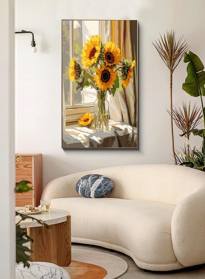 PRASIO Paint by Numbers Kit for Adults Flowers, Sunflower Easy Adult Paint by Number Kits on Canvas, DIY Acrylic Watercolor Oil Paint by Number for Adults Beginner for Home Decor Gift 16x20 Inch - Image 2