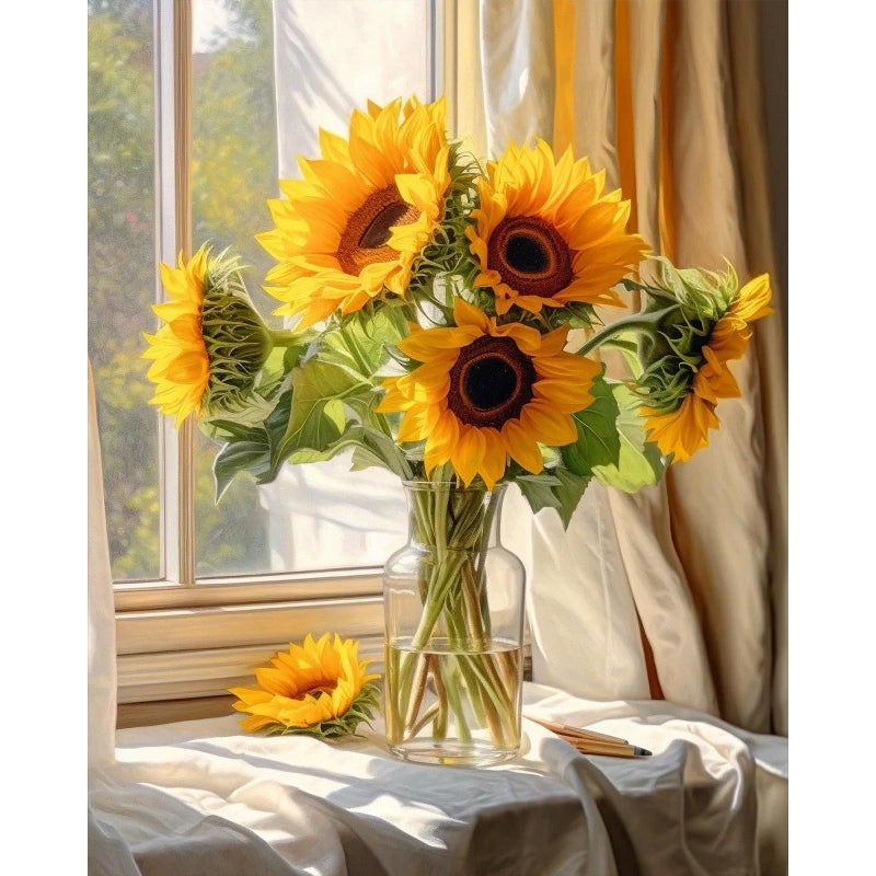PRASIO Paint by Numbers Kit for Adults Flowers, Sunflower Easy Adult Paint by Number Kits on Canvas, DIY Acrylic Watercolor Oil Paint by Number for Adults Beginner for Home Decor Gift 16x20 Inch - Image 1