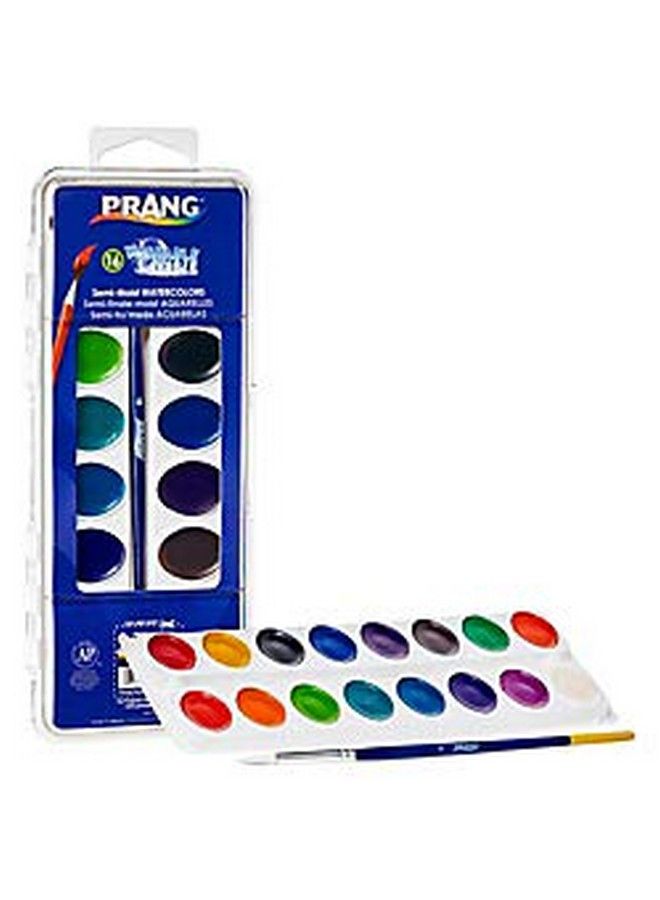 Prang Washable Watercolor Paint Set 16 Assorted Colors Includes Brush (16016) Classic Colors - Image 2