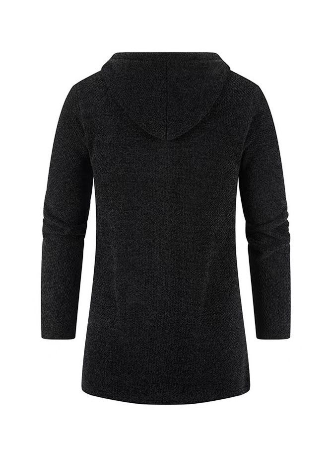 Loquat Fall/winter Plus Fluff  Sweater Cardigan Chenille Hooded Jacket  - Image 3