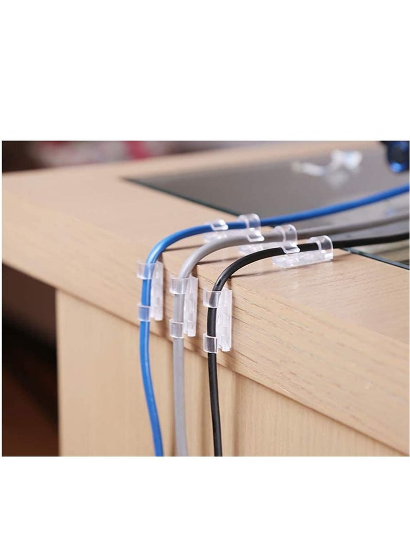 Captaintech DELFINO Adhesive Cable Clips Wire, 60Pcs Clips Management, Plastic Cable Organizer Clear Cable Cord Holder Drop Cable Cramp for Office, Stage, Outdoor Scene, Car and Home (Small) - Image 2