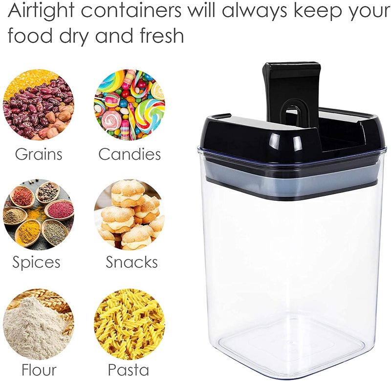 Arabest Airtight Food Storage Box 7 Piece BPA Free Plastic Grain Containers with Easy Lock Lid for Kitchen Pantry Organization and Storage Includes 24 Labels Black - Image 3