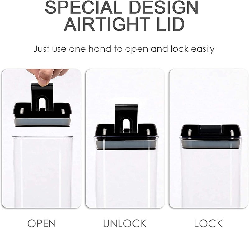 Arabest Airtight Food Storage Box 7 Piece BPA Free Plastic Grain Containers with Easy Lock Lid for Kitchen Pantry Organization and Storage Includes 24 Labels Black - Image 5