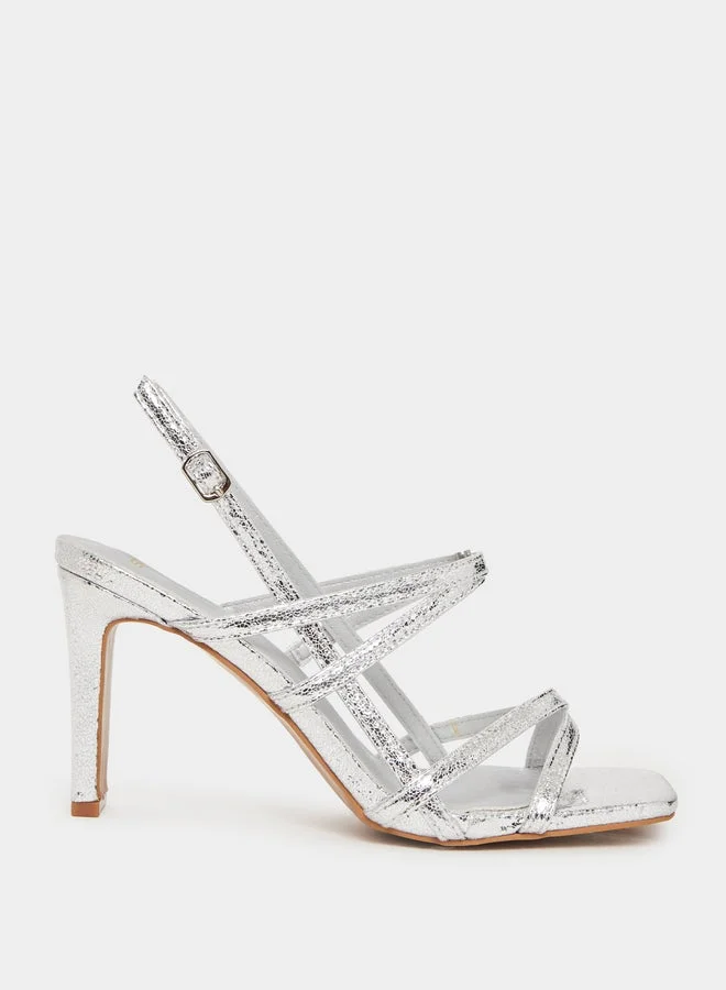 Styli Silver Strappy Heeled Sandals