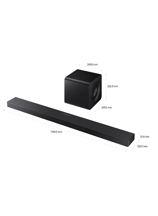 Samsung Q-series Soundbar, QS700F, 3.1.2 ch, Subwoofer, Convertible Fit, True 3.1.2ch Sound, Wireless Dolby Atmos, Q-Symphony, (2025 - UAE Version) HW-QS700F/ZN Titan Black - Image 2