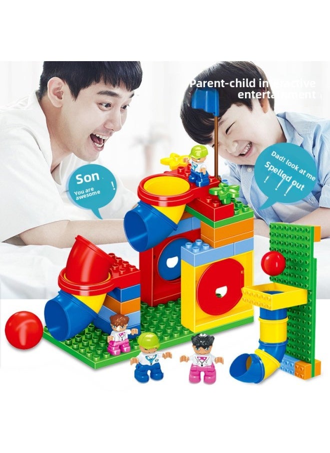 null - Compatible With Lego 9076 Pipe Game Large Particle Building Blocks Teaching Aids Educational Institutions Early Education Educational Toys For 3-6 Years Old-Color:Pipe C Package 112pcs - Image 1
