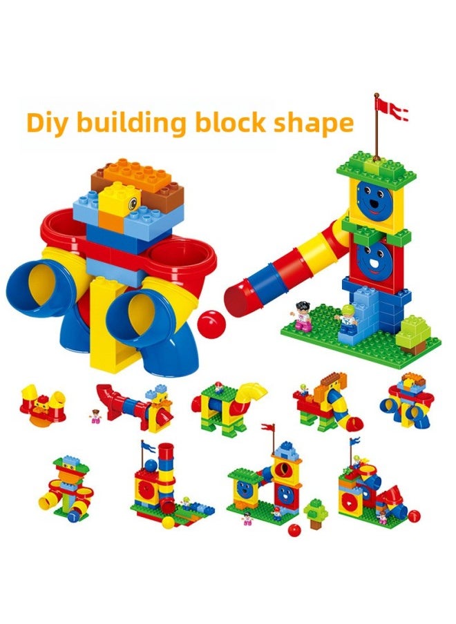 null - Compatible With Lego 9076 Pipe Game Large Particle Building Blocks Teaching Aids Educational Institutions Early Education Educational Toys For 3-6 Years Old-Color:Pipe C Package 112pcs - Image 1