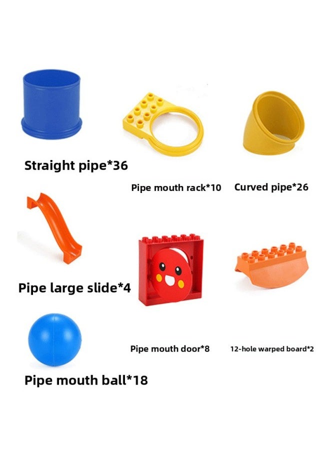 null - Compatible With Lego 9076 Pipe Game Large Particle Building Blocks Teaching Aids Educational Institutions Early Education Educational Toys For 3-6 Years Old-Color:Pipe C Package 112pcs - Image 1