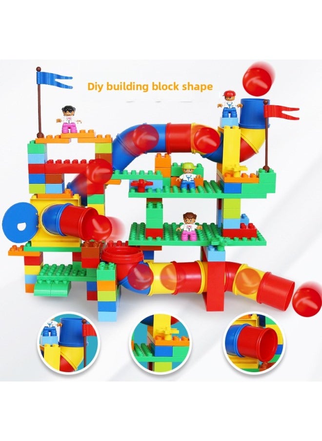 null - Compatible With Lego 9076 Pipe Game Large Particle Building Blocks Teaching Aids Educational Institutions Early Education Educational Toys For 3-6 Years Old-Color:Pipe C Package 112pcs - Image 1