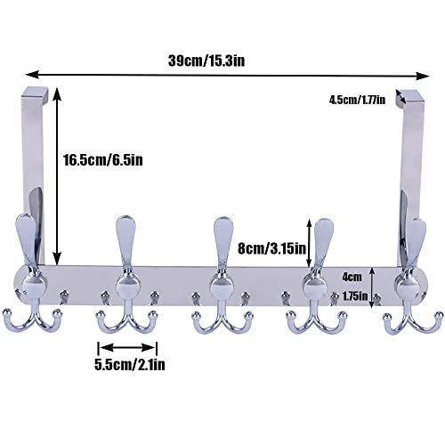 Encozy Over The Door HooksCoat Rack for Hanging Clothes Hat Towel Heavy Duty Silver 2pcs - Image 3