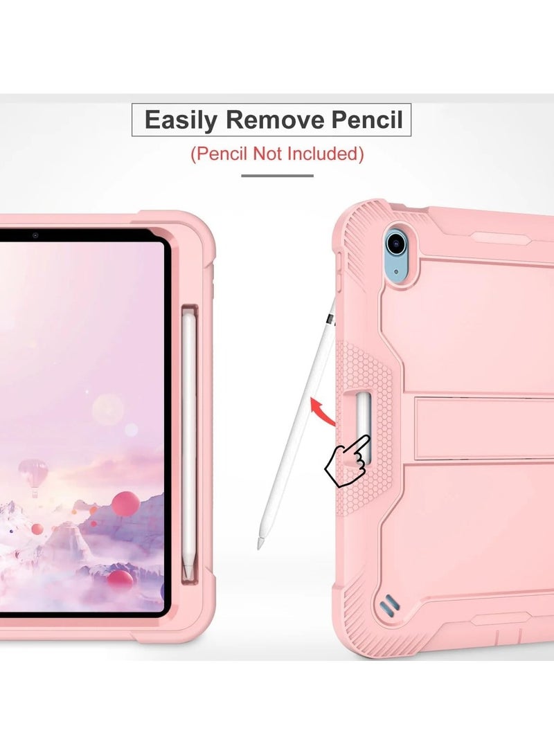 VKL Shockproof Case Compatible with ipad 10th(2022)10.9"/IPad 11th Generation (A16) 11 Inch 2025 (M3) Three-in-one Heavy Duty Rugged Cover with Pencil Slot & Kickstand, Anti Shock and Anti Fall Cover (Eose Red) - Image 2