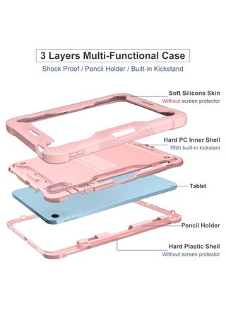 Shockproof Case Compatible with ipad 10th(2022)10.9"/IPad 11th Generation (A16) 11 Inch 2025 (M3) Three-in-one Heavy Duty Rugged Cover with Pencil Slot & Kickstand, Anti Shock and Anti Fall Cover (Eose Red) - view 3