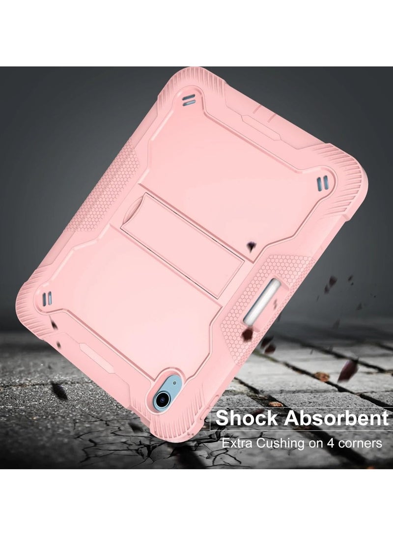 VKL Shockproof Case Compatible with ipad 10th(2022)10.9"/IPad 11th Generation (A16) 11 Inch 2025 (M3) Three-in-one Heavy Duty Rugged Cover with Pencil Slot & Kickstand, Anti Shock and Anti Fall Cover (Eose Red) - Image 4